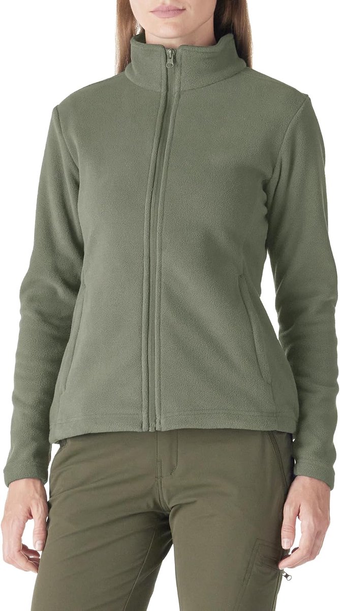 Ventures Fleecejack voor dames met doorlopende ritssluiting, opstaande kraag, lichte fleece sweatjack, warme damesjas voor hardlopen, wandelen en vrije tijd