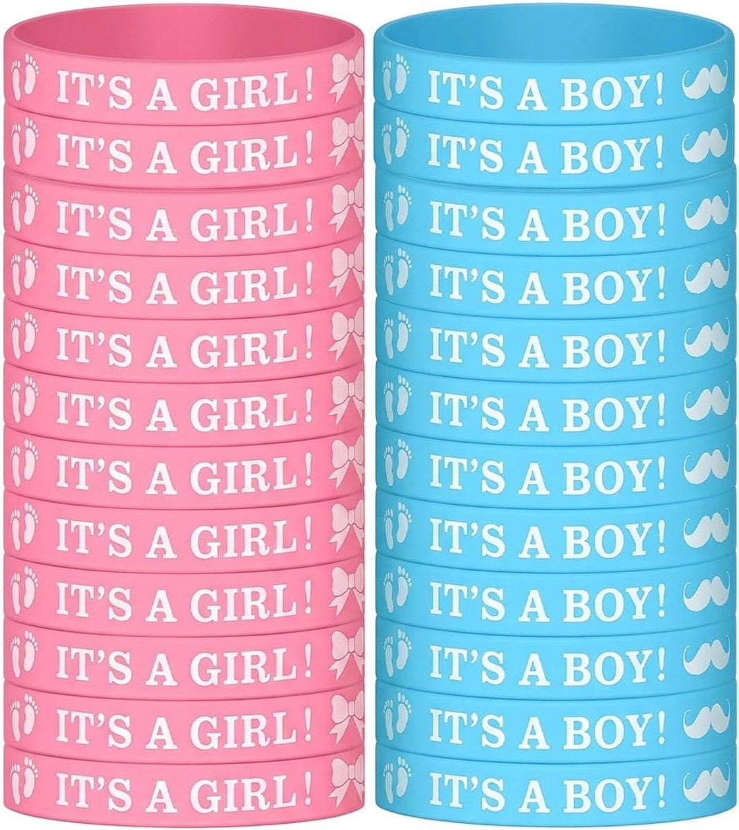 24 stuks (12 roze en 12 blauw), siliconen, rekbaar, anti-snijden, babyshower en foto's, perfecte aankondiging