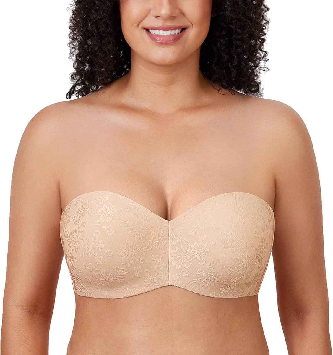 Strapless jacquard minimizer bh's voor dames Beige 80F