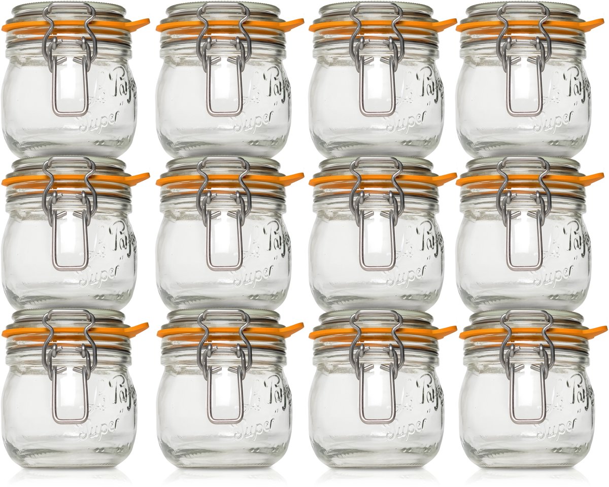 Le Parfait 500ml Weckpotten Set (12x 500ml) | OP=OP XL VOORDEELSET | 12 Weckpotten van 500 ML | Premium A-kwaliteit | Robuust en Voedselveilig | Ideaal als voorraadpot, inmaakpot of conserveerpot | Made in France