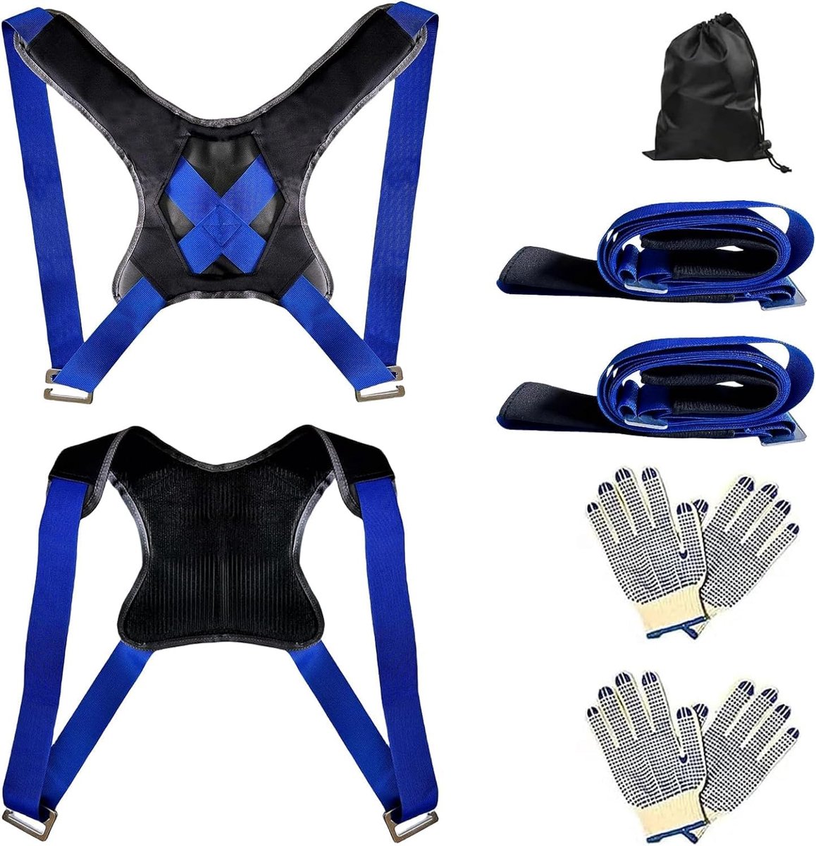 verhuiskit, draagriem voor 2 personen, met sponsvest, multifunctionele hefriem voor meubels en apparaten, meubeldraagriemen, meubeltransport, blauw