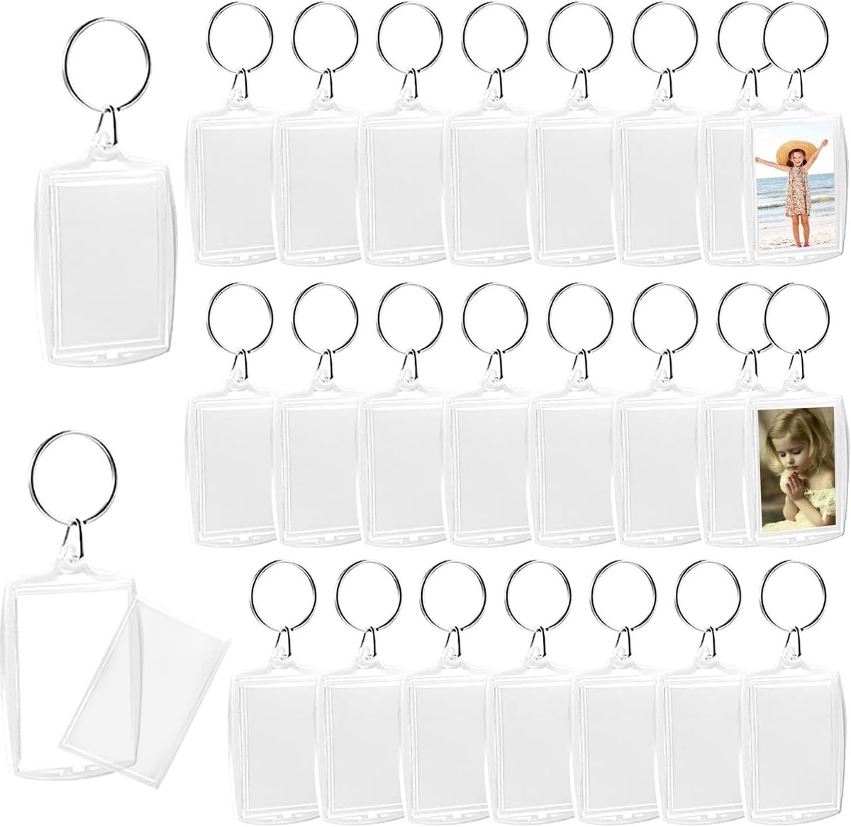 Lijsten sleutelring foto acryl met sleutelring afbeelding transparante fotolijst fotohanger, inclusief acryl hanger voor familie vrienden geschenken, 4,0 x 5,5 cm