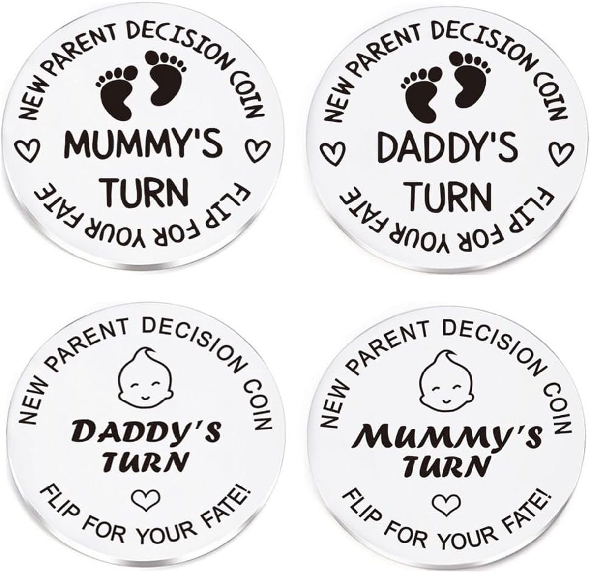 zwangerschapscadeau, cadeau-idee voor de geboorte van de baby, voor aanstaande moeders en vaders, nieuwe papa, mama, doopgeschenk, voor jongens en meisjes (zilver)