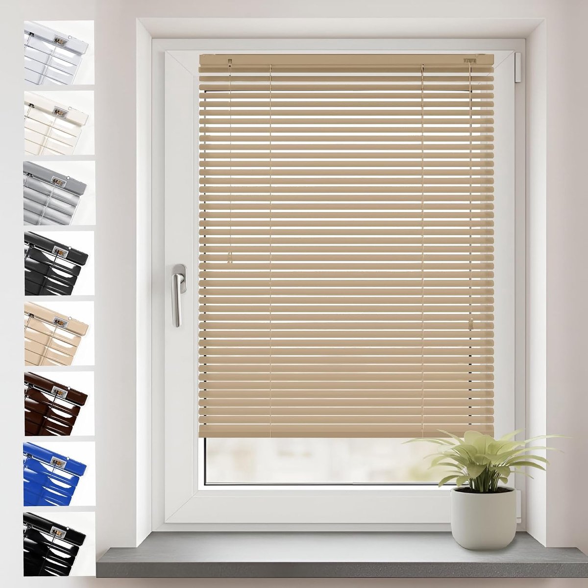 Aluminium Jaloezie voor Binnenshuis 55x130cm Klemmfix Beige