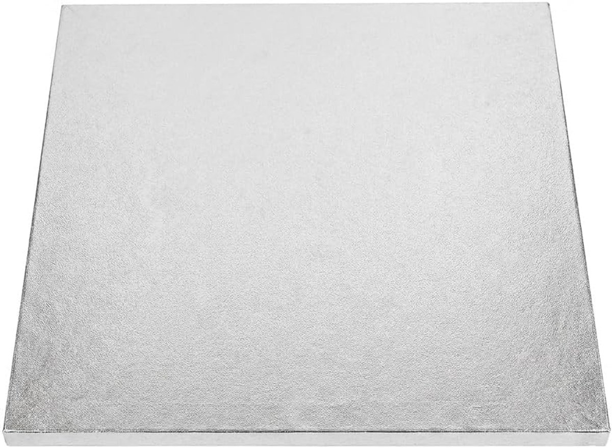 Taartonderplaat Vierkant 30 x 30 cm, Zilver Taartkarton 12 mm