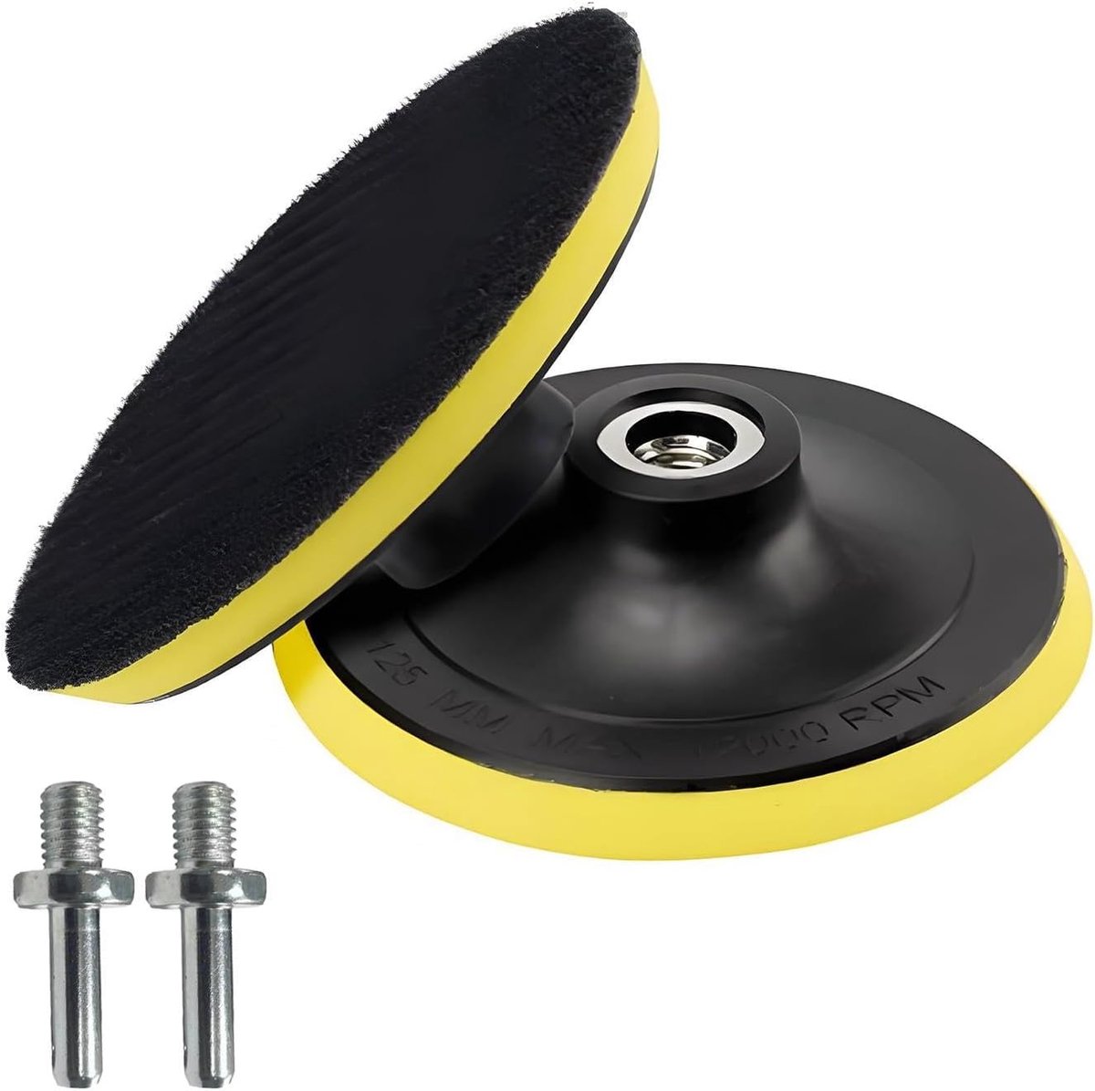 Set van 2 schuurschijven 125 mm, schuurschijven met schroefdraad M14, zelfklevende steunplaat voor haakse slijper, boormachine, polijsten en slijpen, duurzaam en universeel