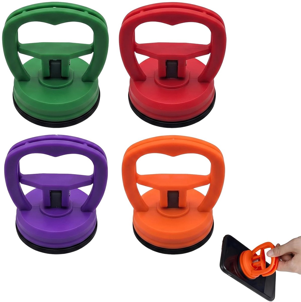 Zuignappen voor carrosserie, 5,6 cm zuignappen voor glas en tegels, professionele carrosserie-verwijderingsset, trekker voor schermen, spiegels en gladde oppervlakken, 4 kleuren