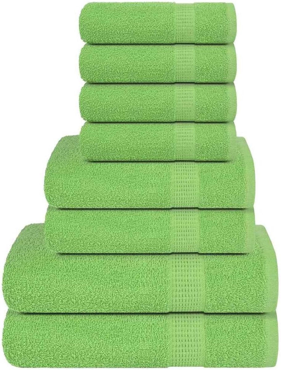8-delige handdoekenset badstof katoen appelgroen, absorberend badhanddoekassortiment voor badkamer, zachte huidvriendelijke gastendoekjes