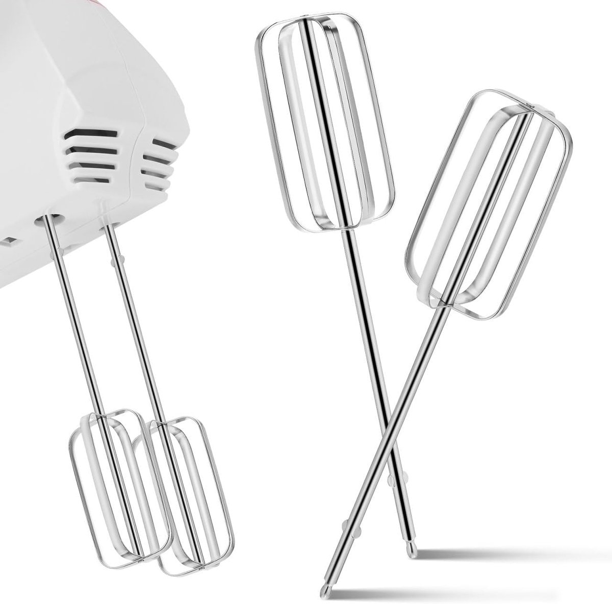 2-delige set roerbezemopzetstukken voor handmixer, reservemesjes van roestvrij staal voor handmixer, universele garde-vervanging voor deegkneedmachine voor bakken en koken thuis