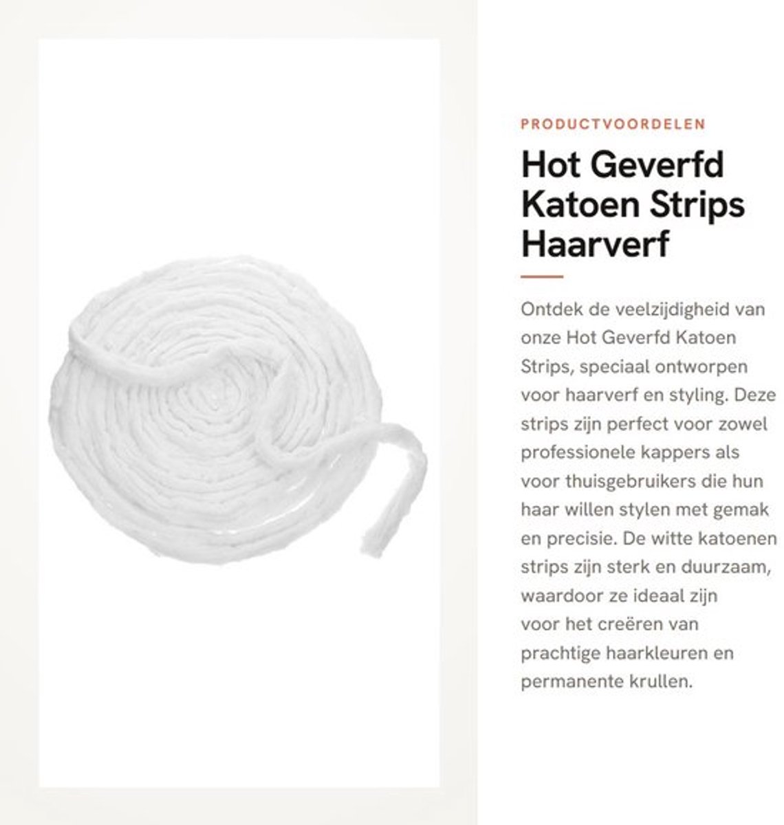 Dailygoods- Haar Coil Strips - Witte Katoenen Strips - 175-180g - 1064x2x1.5cm