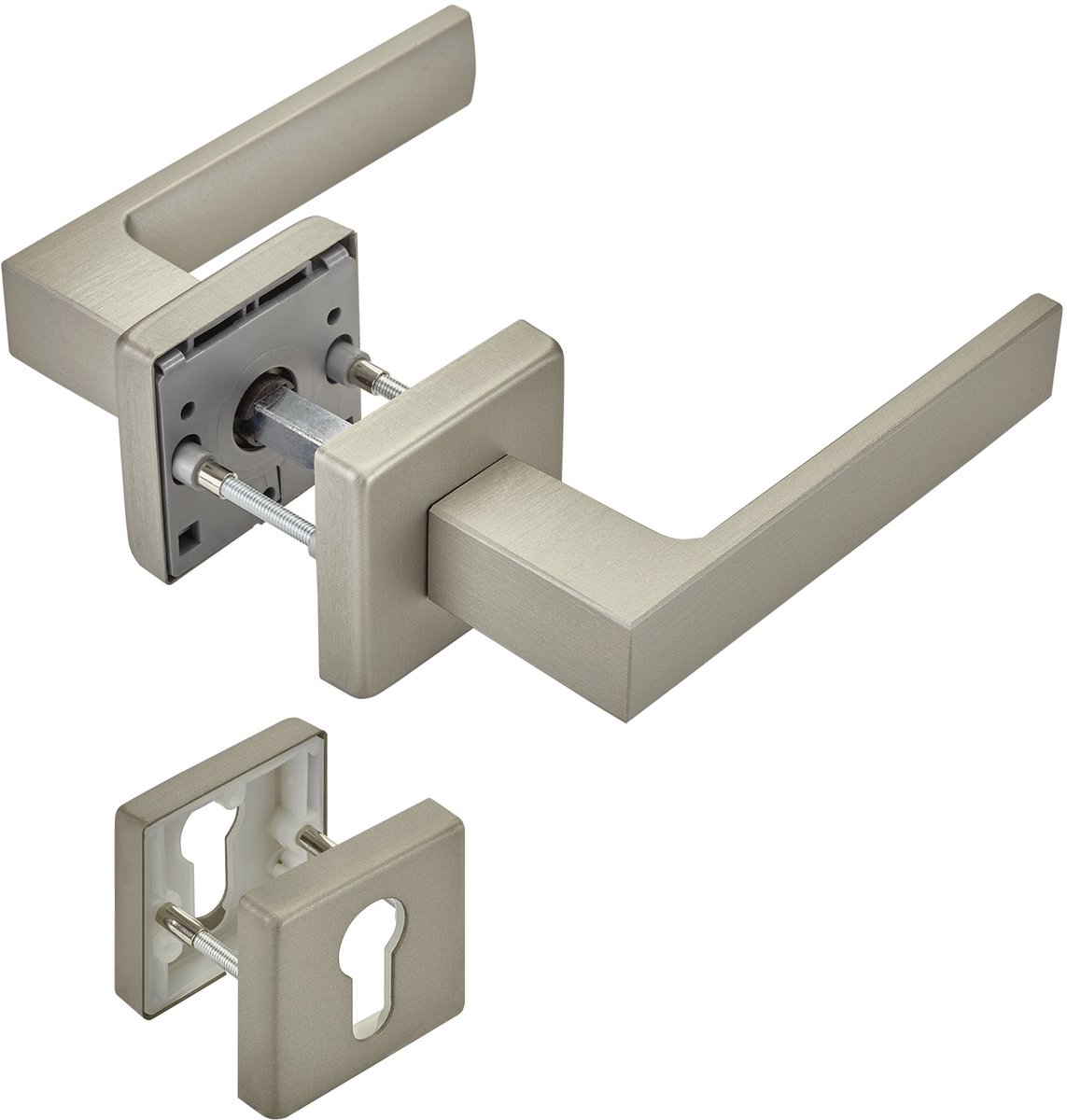 Krukgarnituur CUBE RVS-look mat voor profielcilinder