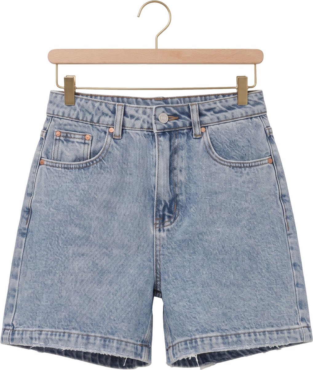 Alix The Label Ladies Woven Bermuda Denim Shorts Broeken Dames - Lichtblauw - Maat XS