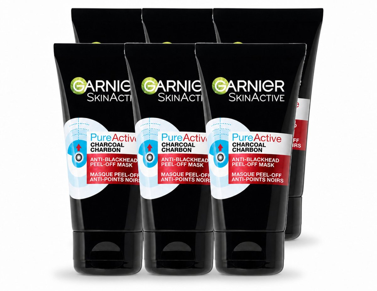 6 x Garnier - Pure Active - Peel-Off Masker - Charcoal - 50 ml - Voordeelverpakking - 6 stuks