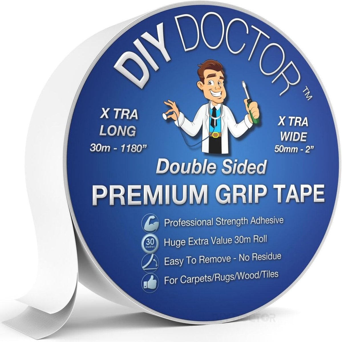 Dubbelzijdige Tapijttape - 50 mm - 30 m - Extra Sterke Grip - Voor Thuis en Professionals