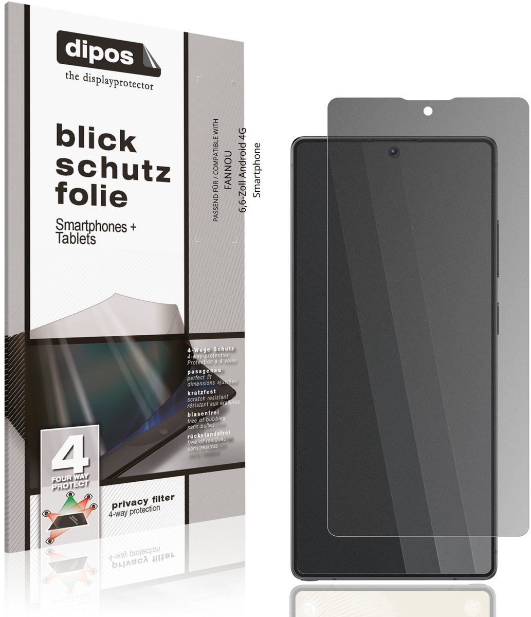 dipos – Matte Privacy Screenprotector geschikt voor FANNOU 6,6-Zoll Android 4G Smartphone | Anti-Spy Beschermfolie