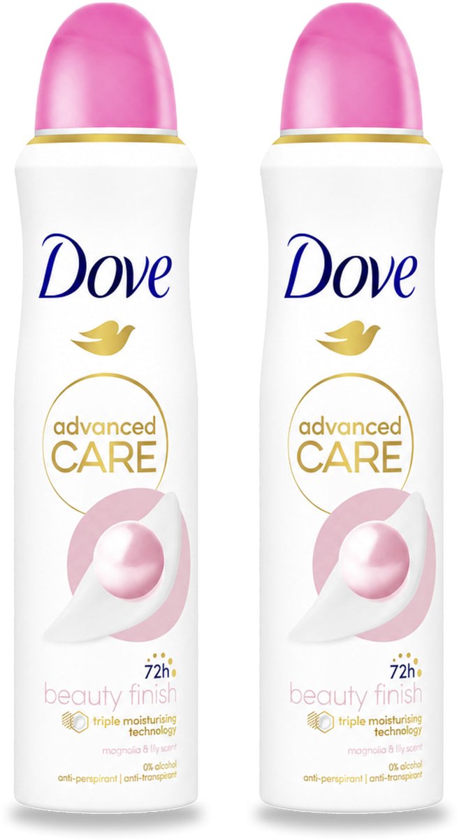 2 x Dove – Deodorant Spray – Beauty Finish – 150 ml - Bulkverpakking - 2 stuks