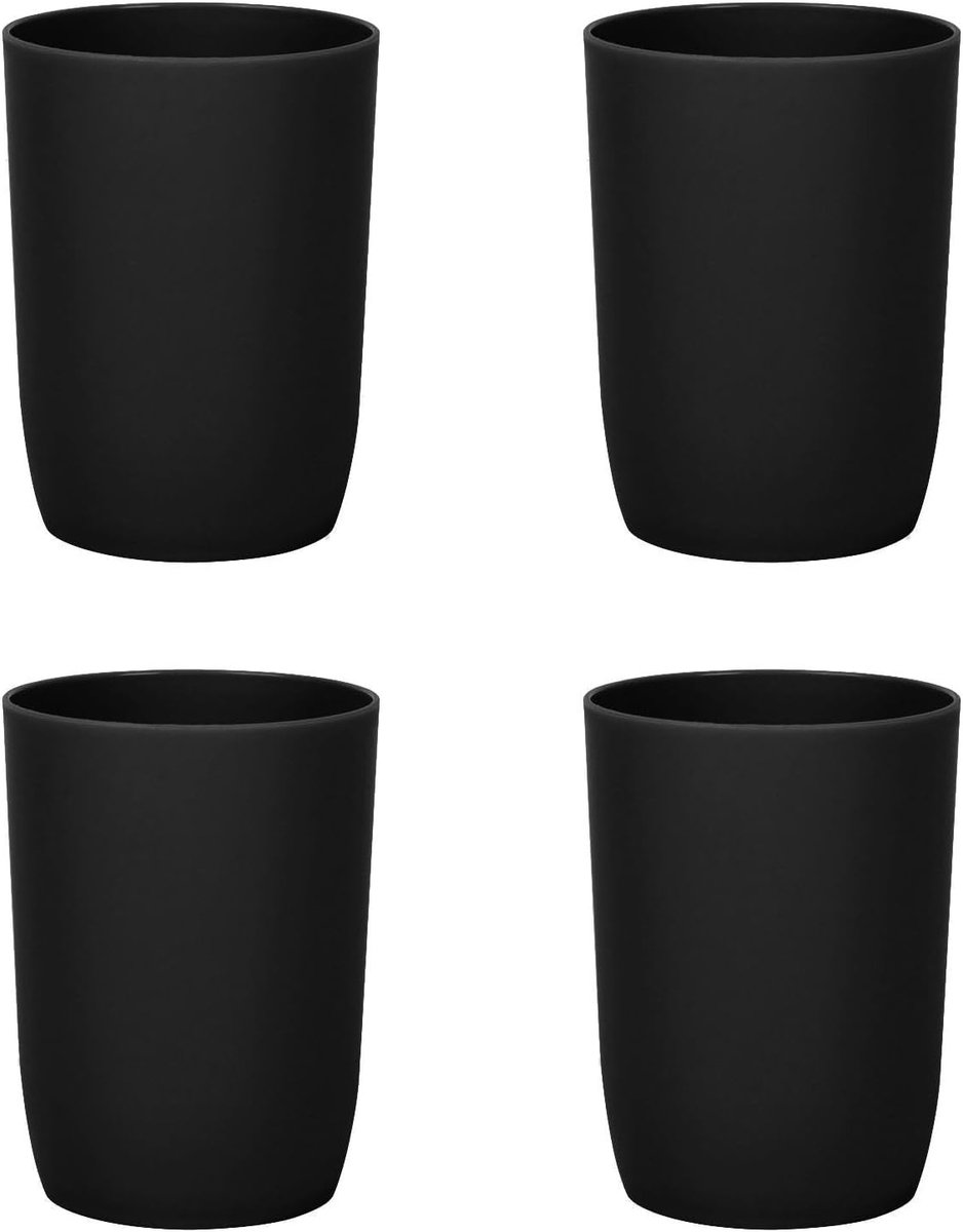 Tandenborstelhouder - Set van 4 - 280 ml - Kunststof - BPA-vrij - Stapelbaar - Zwart