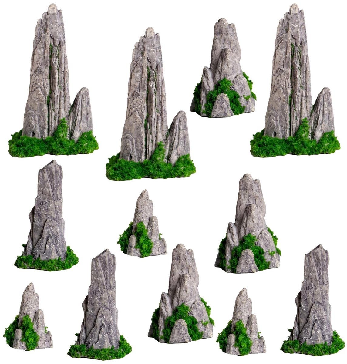 Elzusha - Miniatuurrotstuinset - 12-delig met natuursteen-look