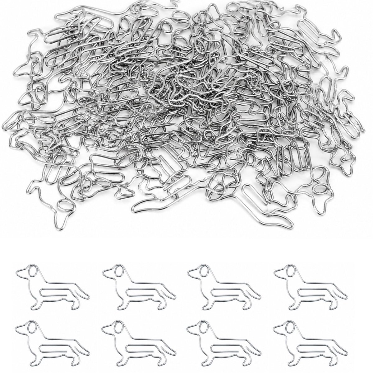 Elzusha - Paper Clips in Dachshund Design - 100 Stuks Zilver