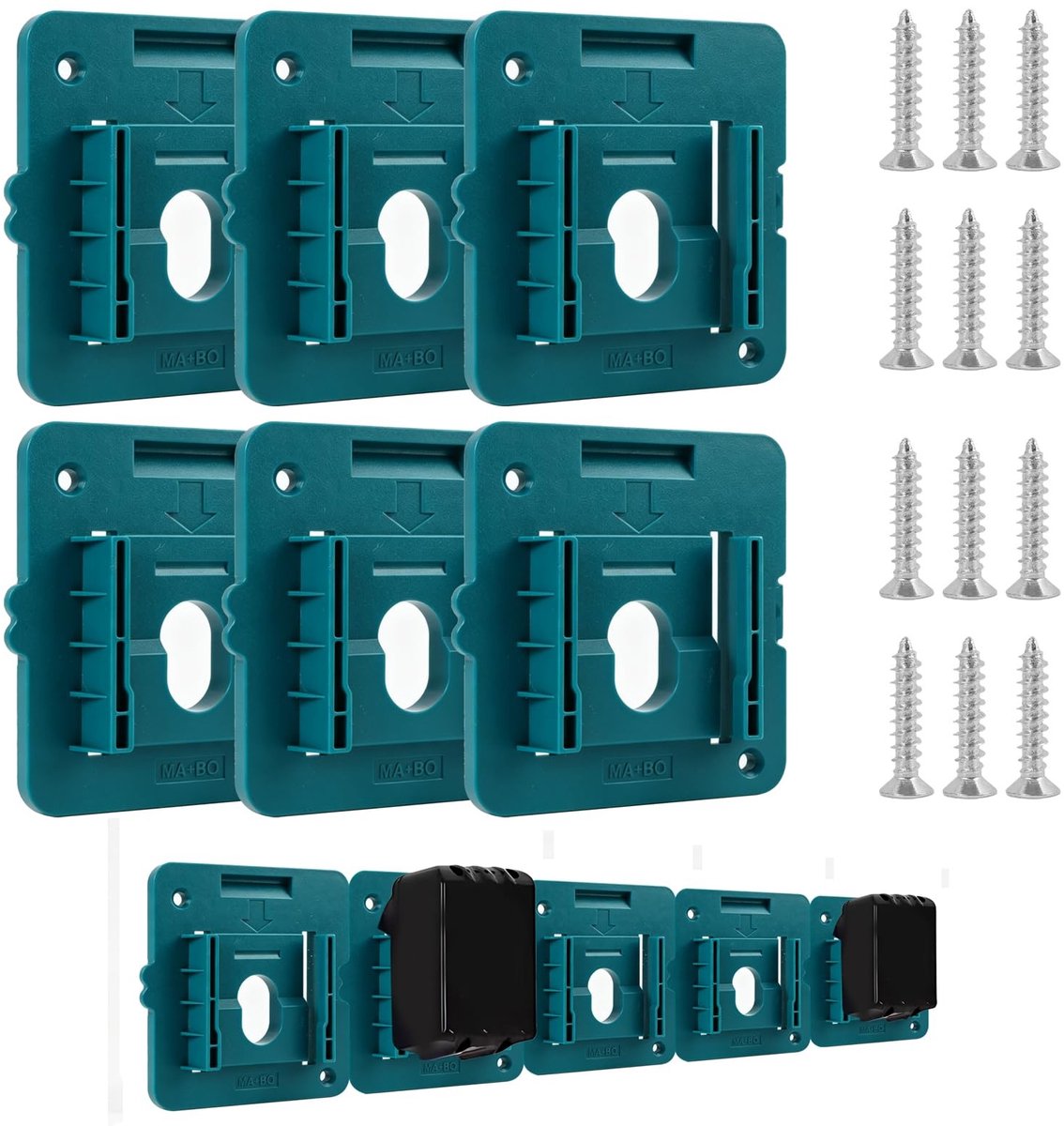 Elzusha - Wandhouders voor batterijen - Set van 6 met schroeven