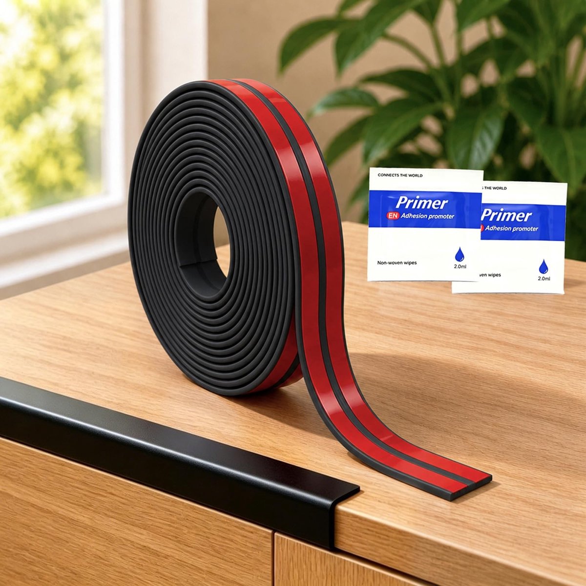Elzusha - Zelfklevende hoeklijst - 2 cm x 5 m - Zwart PVC randbescherming