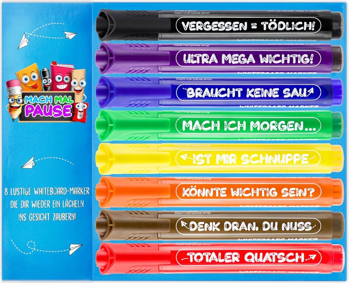 Kleurige Whiteboardmarkeerstiften - Set van 8 - Geurarm en Sneldrogend - Voor School en Kantoor