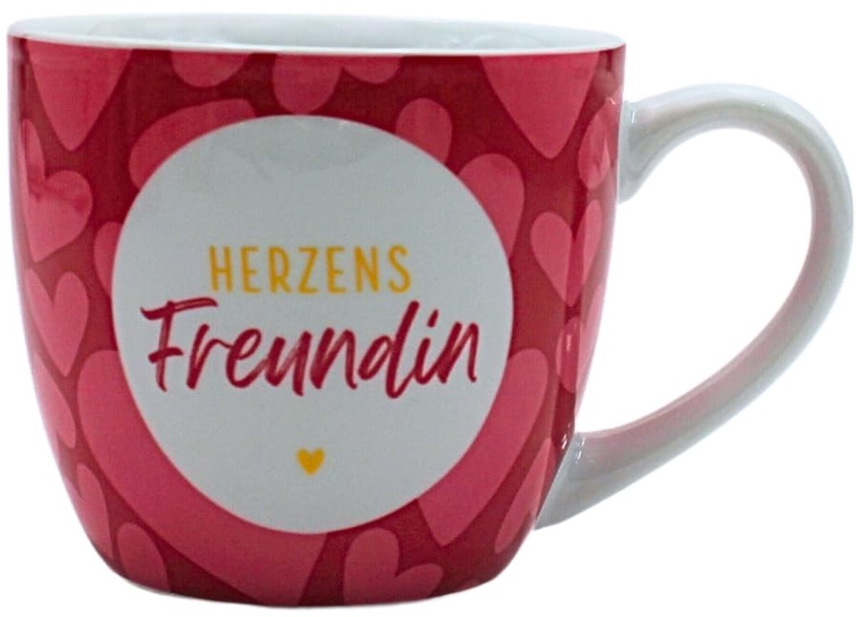 Elzusha - XXL Drinkbeker - Motief Hartjes - Roze - 400 ml