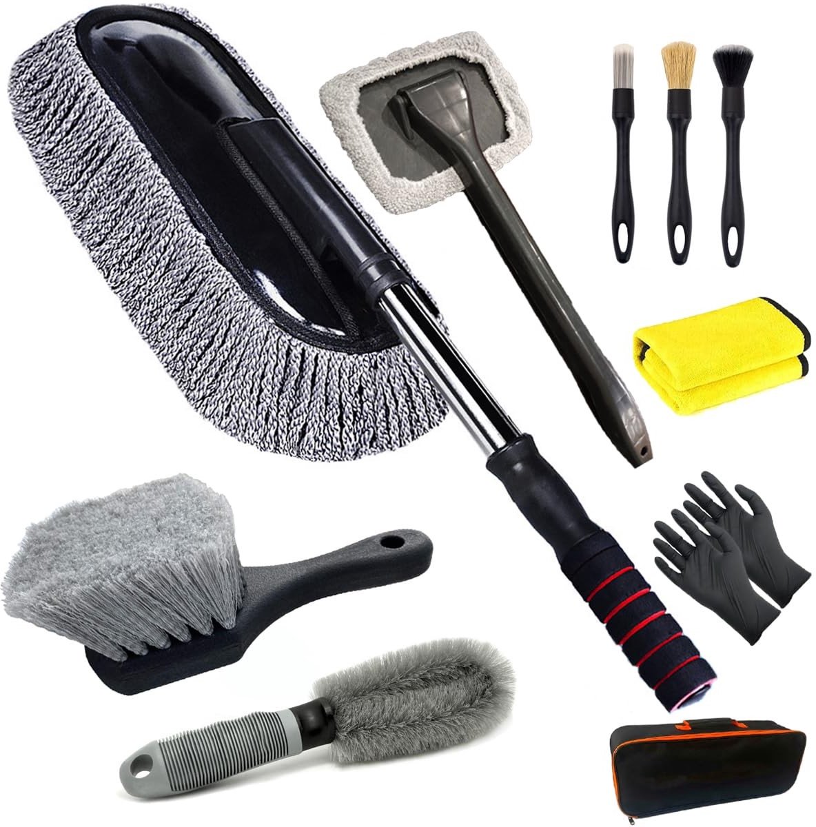 Elzusha - 10-delige Auto Reinigingsset met Multifunctionele Dust Cloth