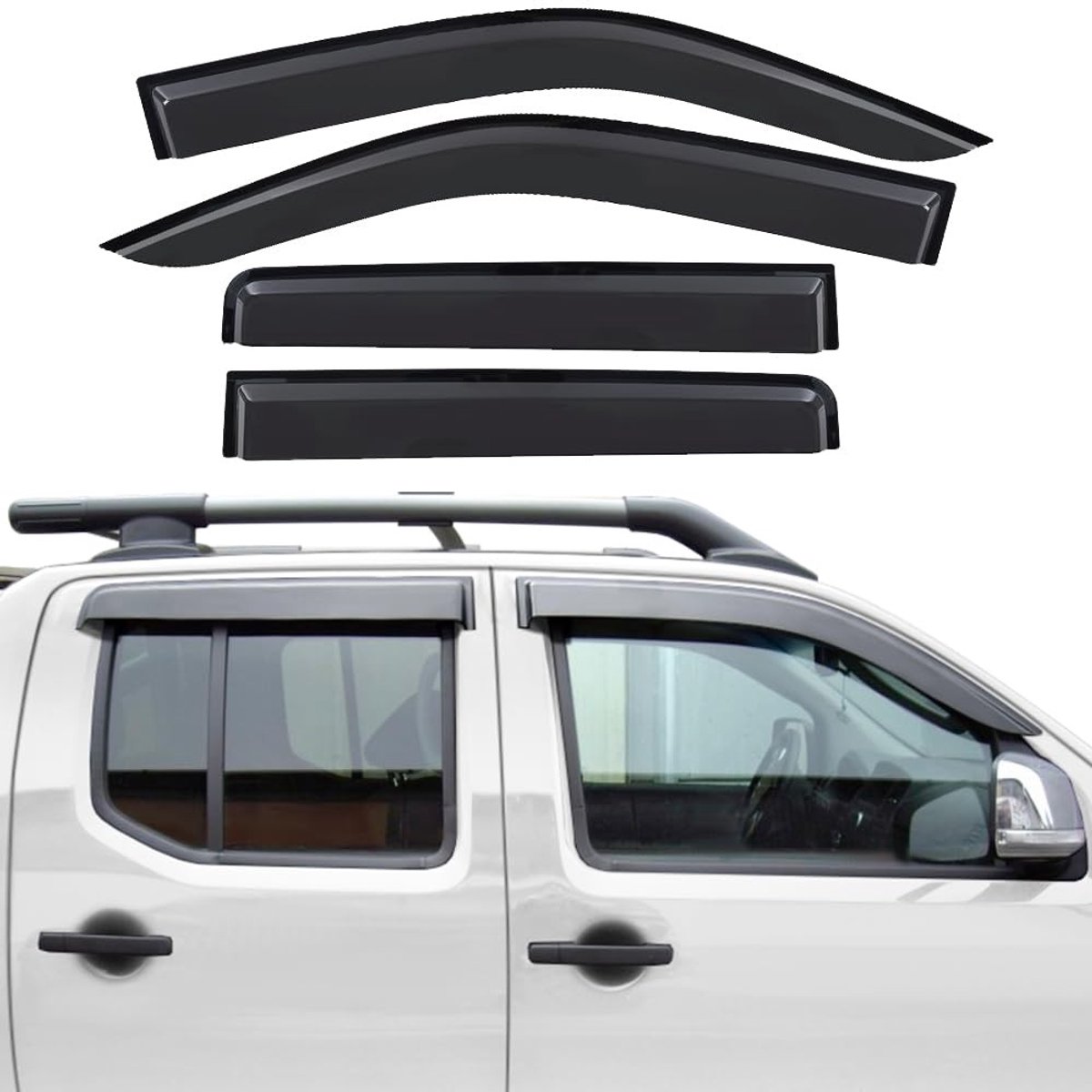 Elzusha - Winddeflector voor Nissan Navara D40 2006-2013 - 4 Stuks Zwart