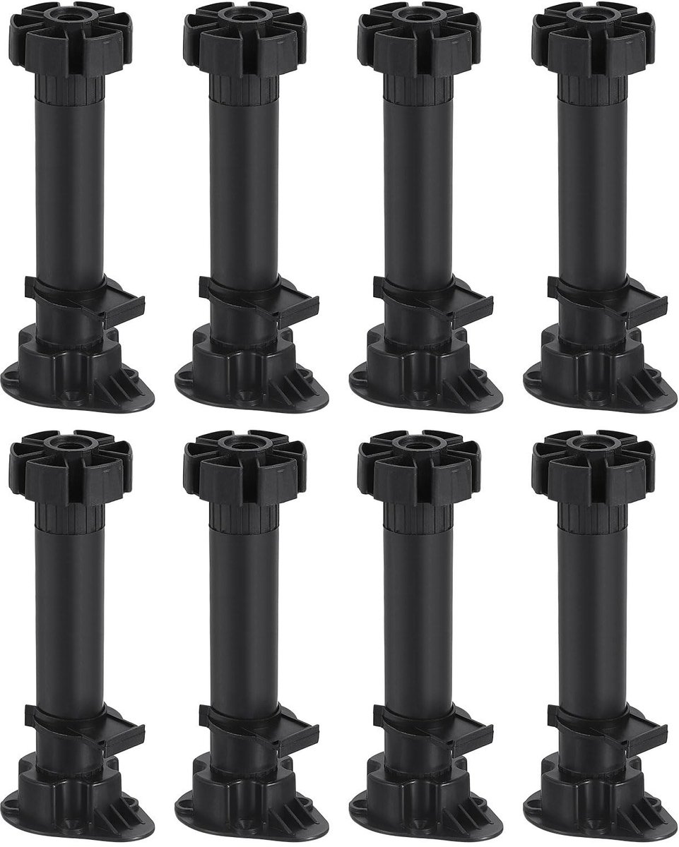 Elzusha - Set van 8 Verstelbare Meubelpoten 46 x 150 mm Zwart