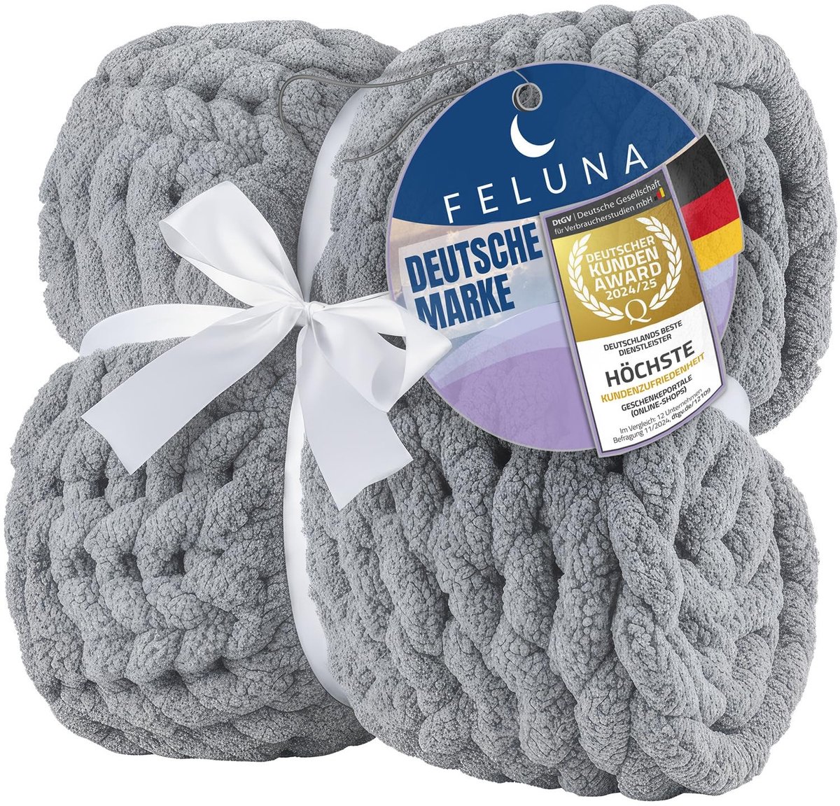 Elzusha - Fleece Knitted Dekentje - Lichtgrijs