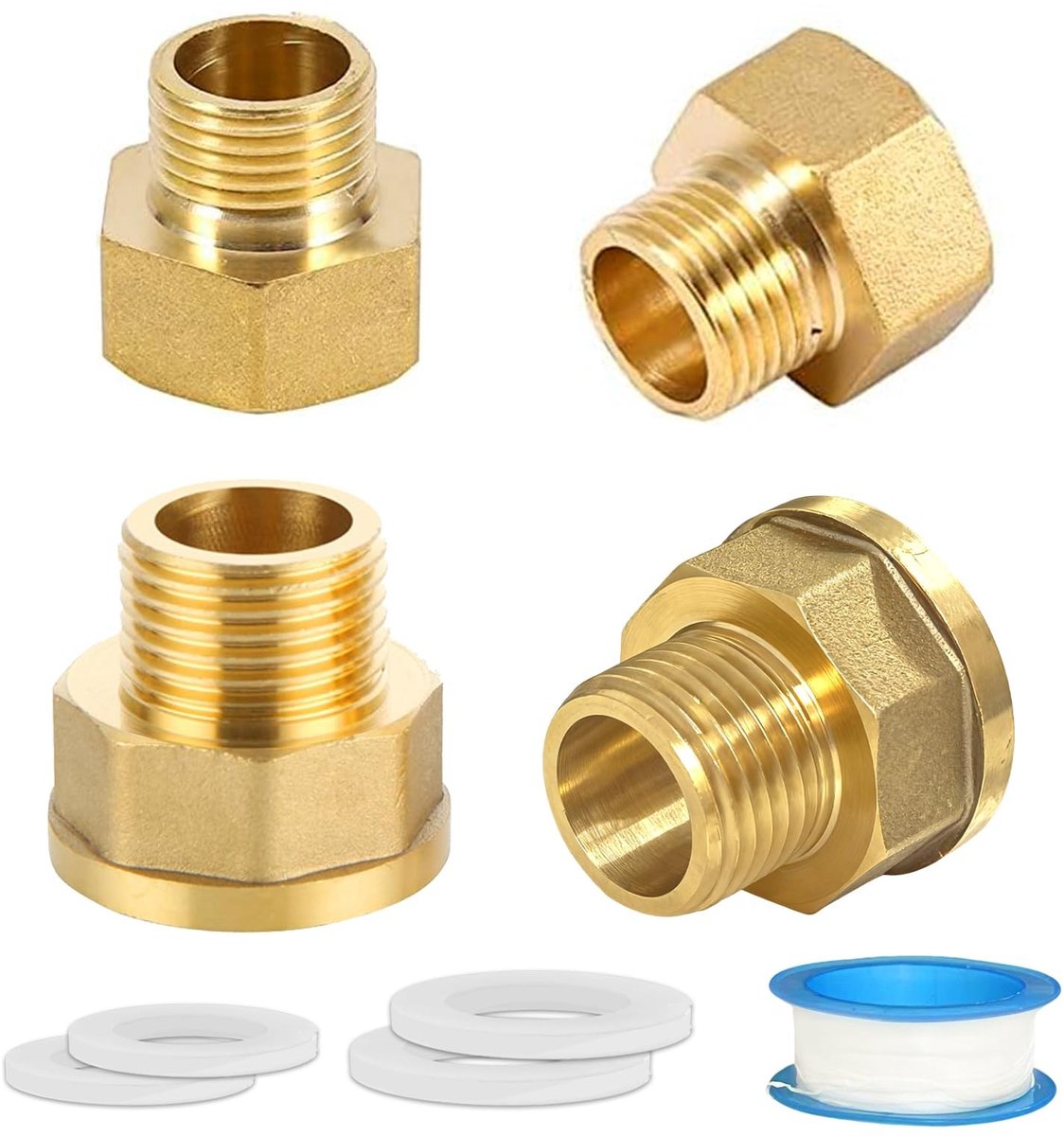 Elzusha - Set van 4 Messing Reducers - G 3/4 Inch naar G 1/2 en G 1/2 naar G 3/8