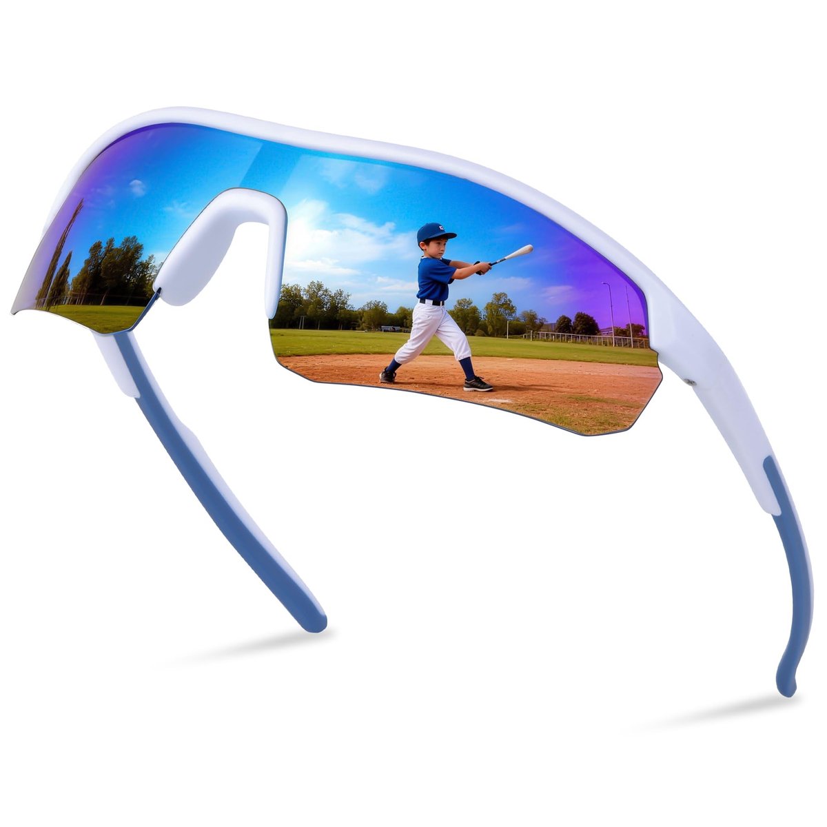 Elzusha - Kindersportzonnebril - Polariserende UV400 Bescherming - Wit Blauw