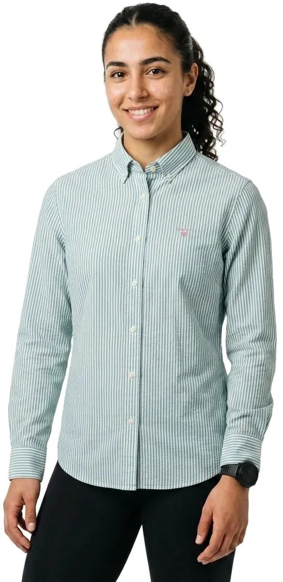 Superdry Slim Oxford Button Down Overhemd Dames Shirts Peppermint Chalk Stripe