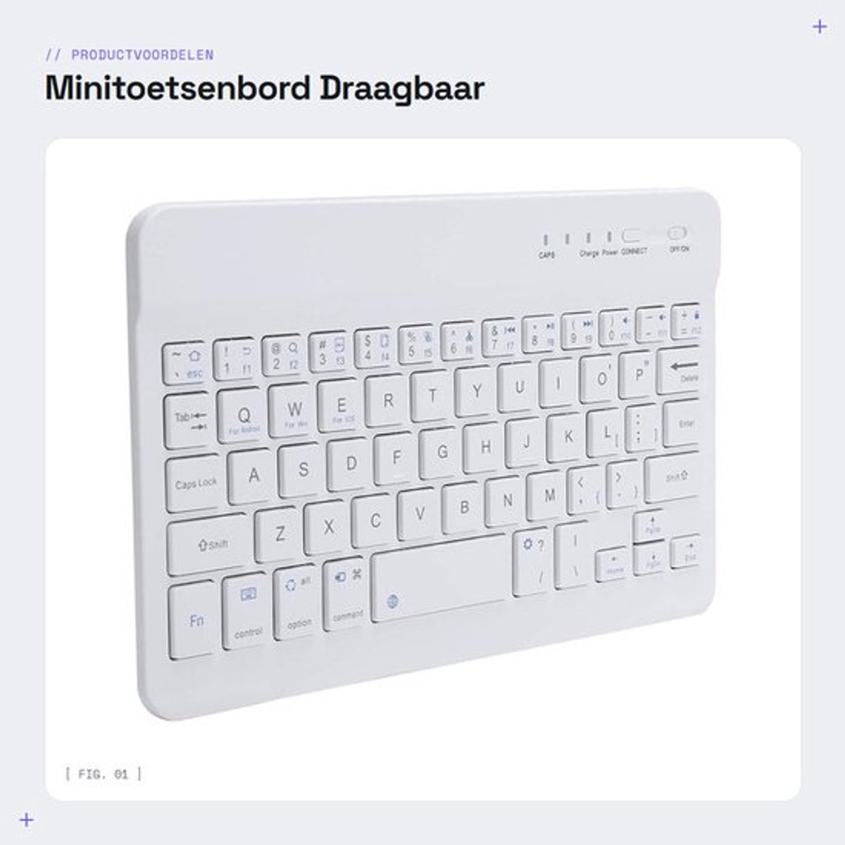 Dailygoods - Minitoetsenbord - Draagbaar Bluetooth-toetsenbord - Wit - Perfect voor