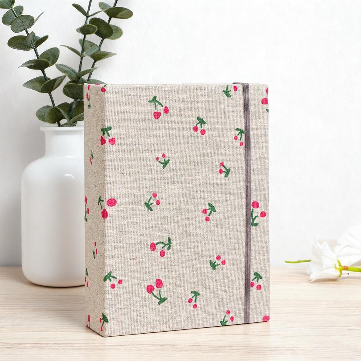 Fotoalbums – Set van 2 – Insteekfotoalbums – Fotoboeken – Foto-plakboeken – Fotocollecties – Plakboeken – Groene bladeren & kleine kersen – Geschikt voor 100 foto's