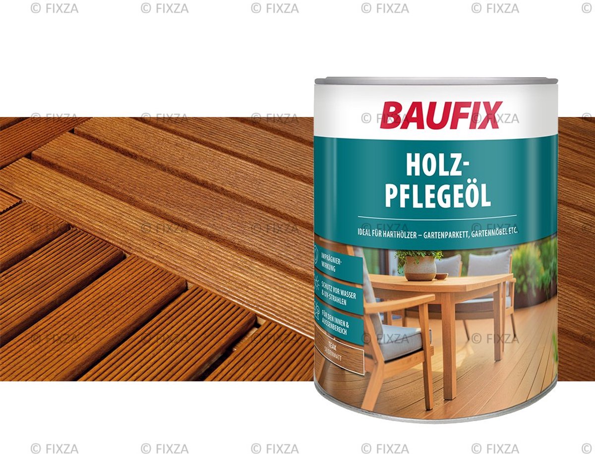 BAUFIX Tuinhoutolie Teak – Houtolie voor Terras, Vlonder & Tuinmeubels – Met Impregneerwerking – 2,5 Liter – Zijdeglans