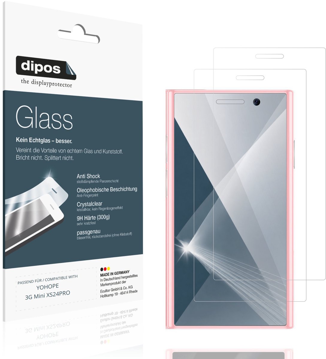 dipos – 2x Pantserfolie geschikt voor YOHOPE 3G Mini XS24PRO | 9H Screenprotector