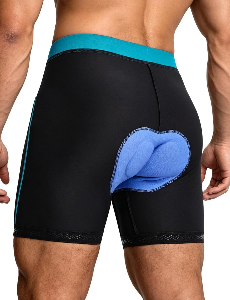 4D Gevoerde Fietsshorts voor Mannen, Fietsondergoed met Antislip Beenbanden, MTB Voering voor Comfortabel Fietsen en Rijden
