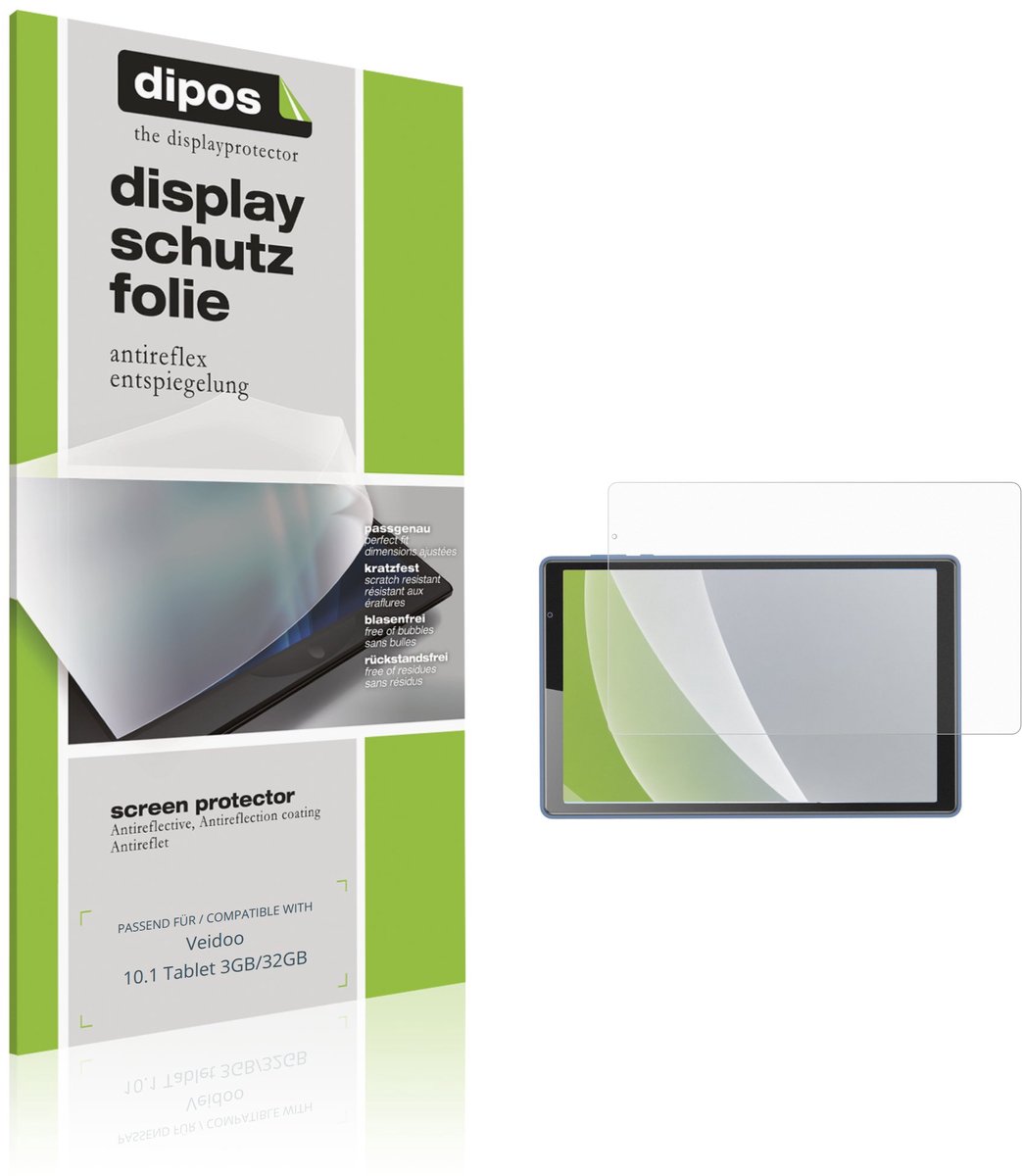 dipos – 2x Matte Beschermfolie geschikt voor Veidoo 10.1 Tablet 3GB/32GB | Krasbestendige & antireflecterende Screenprotector Ultra-Thin