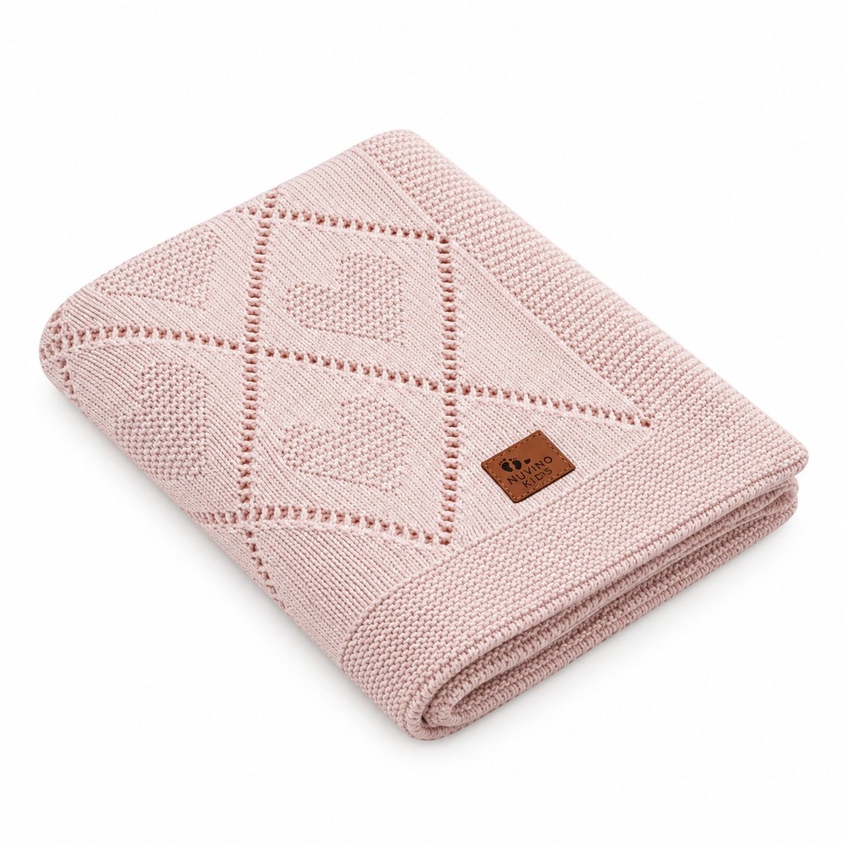 Nuvinokids Zachtroze Hartjes - Katoenen Babydeken - 100% Katoen - 70x90 cm - Peuter - Kind - Newborn - Wiegdeken - Ledikantdeken - Kinderwagendeken - Mousseline Doek - Hydrofiele Doek - Inbakerdoek - Swaddle - Knuffeldeken - Boxdeken - Jongen