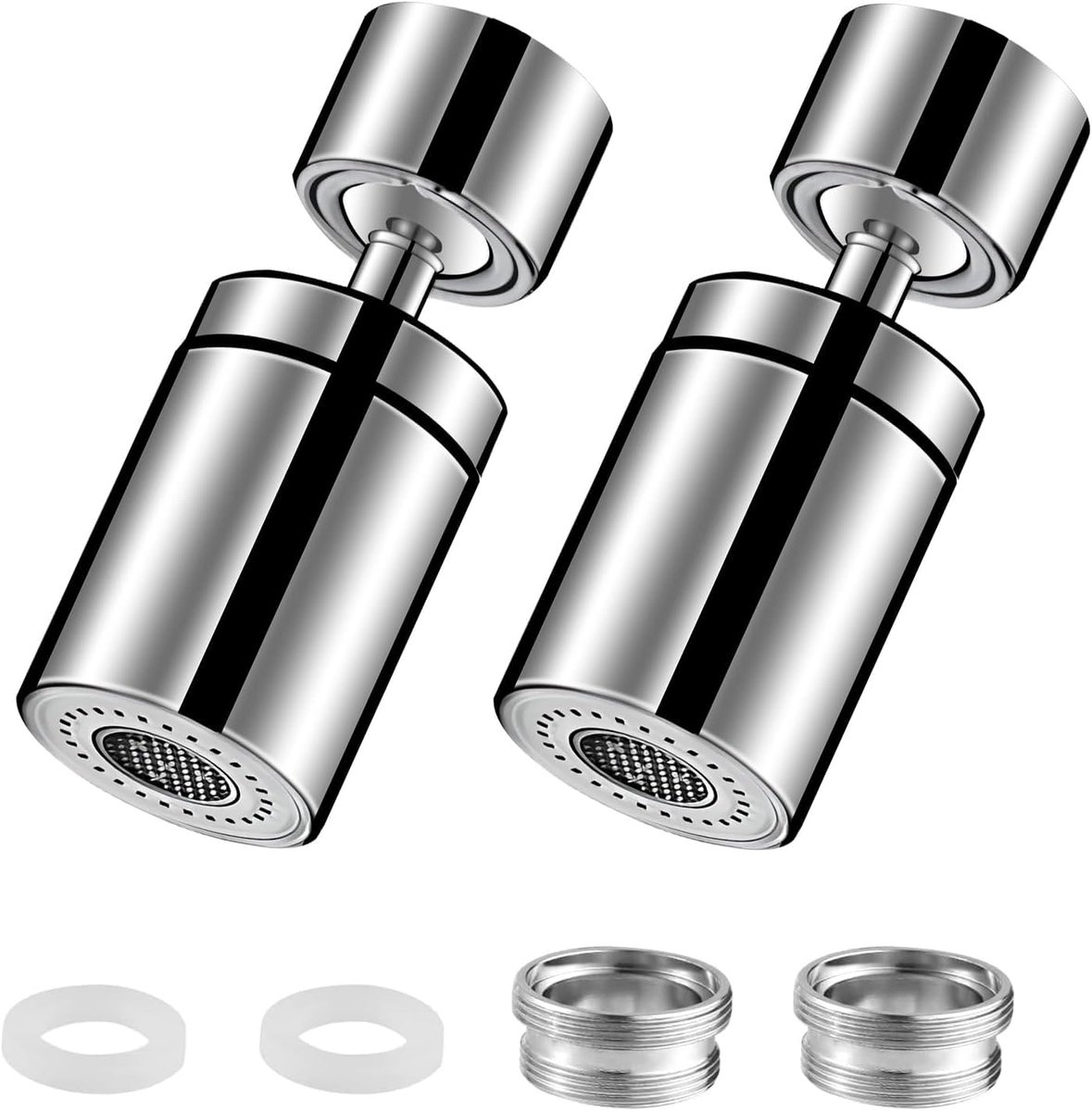 Straalregelaar voor Kraan - 360° Draaibaar - Dubbele Straalmodus (Bubbel/Nevel) - Spatfilter - Universele Aansluiting Keuken & Badkamer - Zilver - 2 Stuks