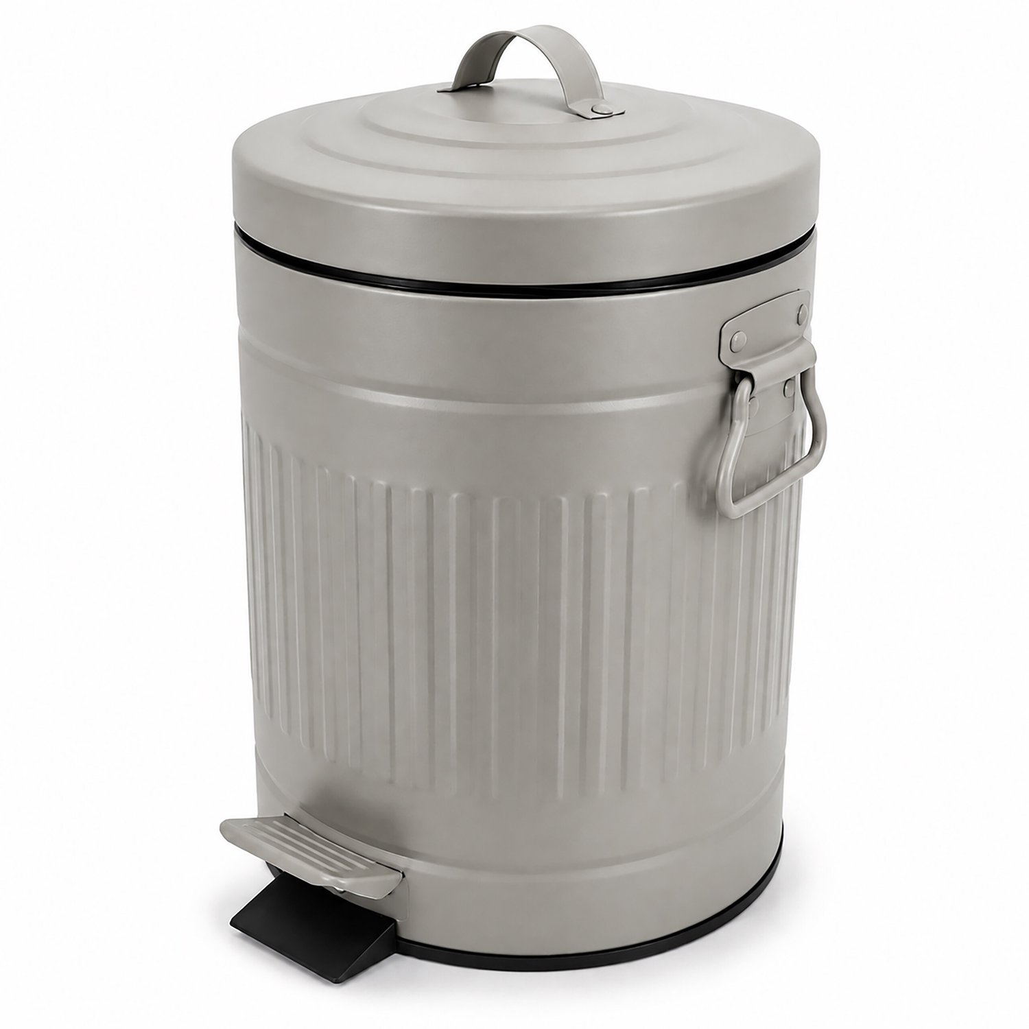 Badkamer prullenbak - 5 l - metaal - grijs