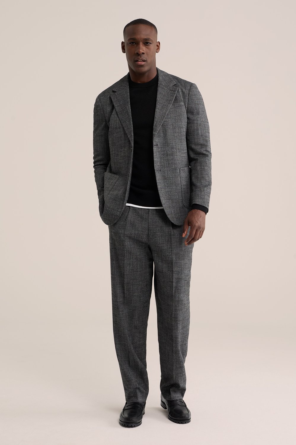 WE Fashion Heren regular fit blazer met structuur
