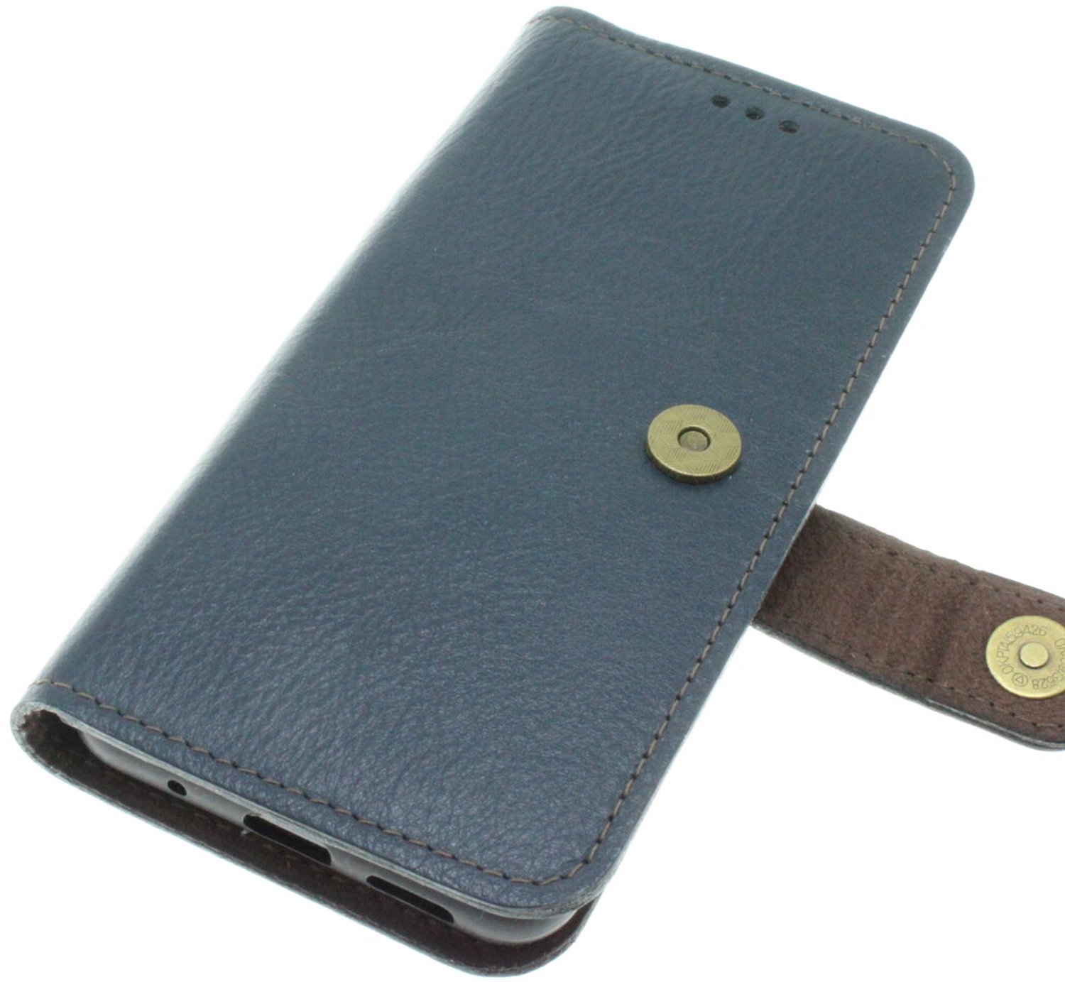 Samsung Galaxy S23 FE Blauw glad kalfsleer hoesje Nr-18