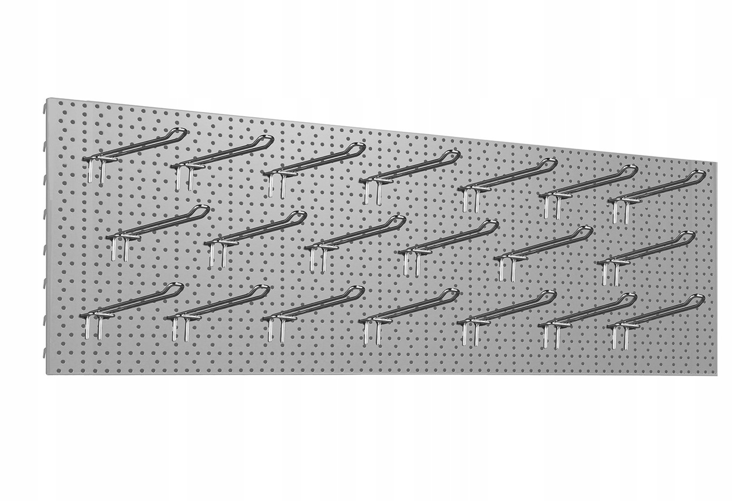 Werkplaatsbord 133x40cm Lichtgrijs met 20x Dubbele Haken 20cm