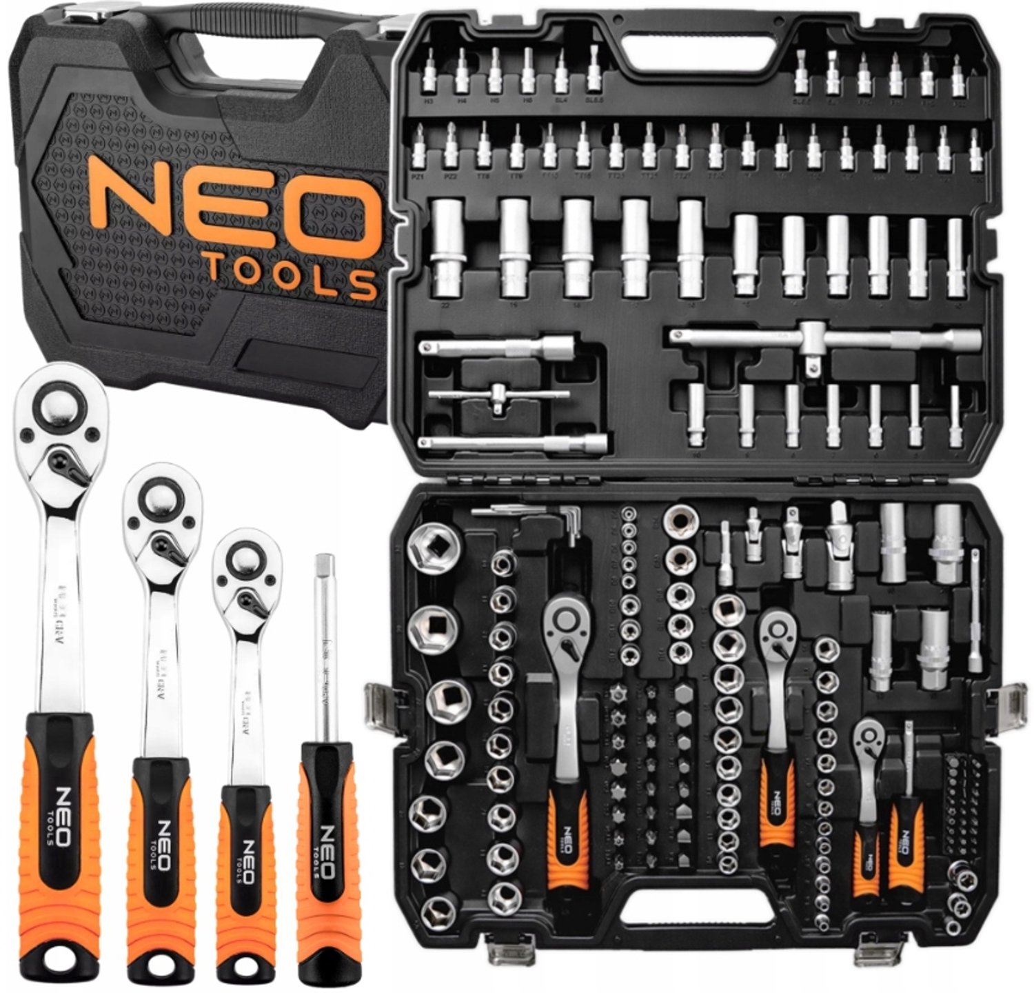 NEO TOOLS 216-delige Doppenset 1/4", 3/8", 1/2" - Professioneel