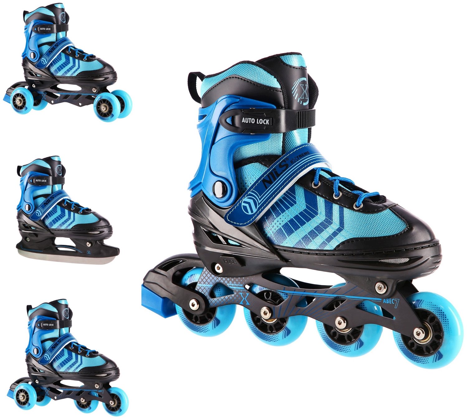 Nils Extreme 4-in-1 Schaatsen/Skeelers Verstelbaar Zwart