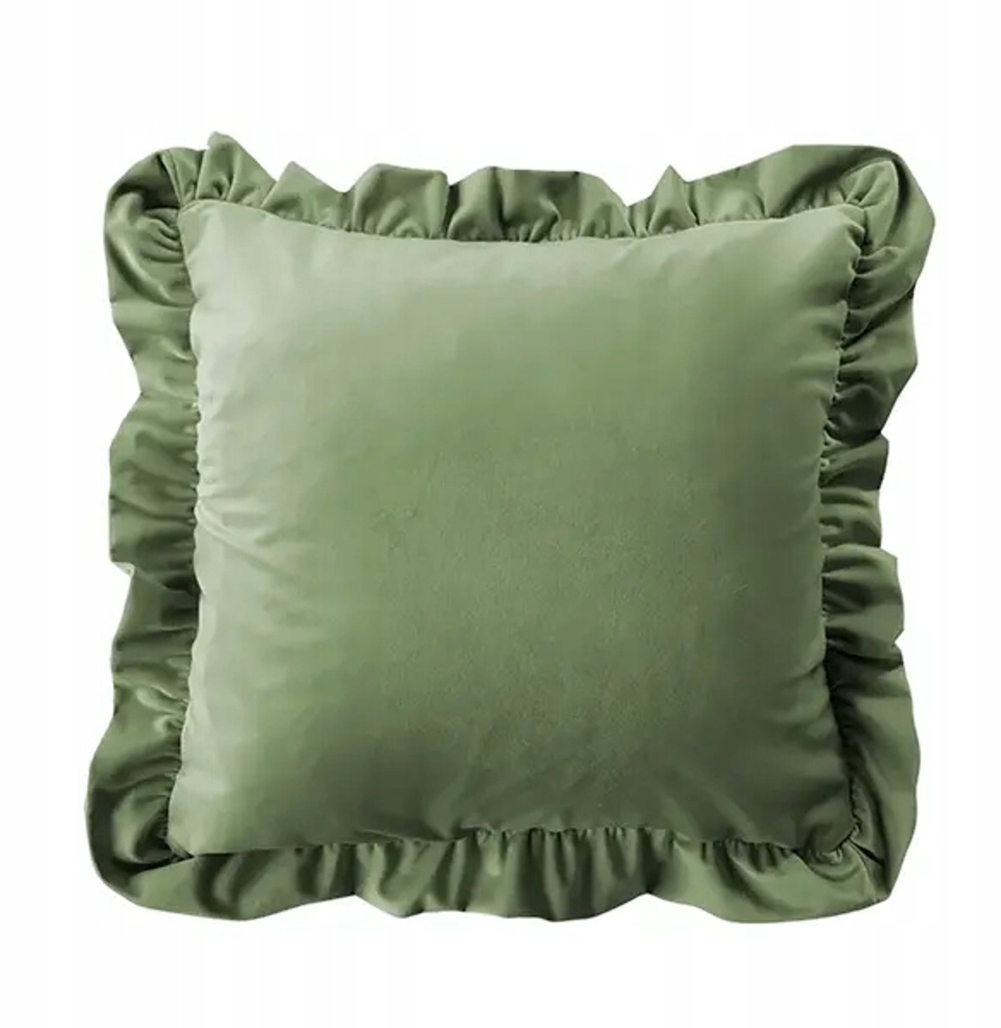 Velvet Kussenhoes met Ruche - Salie Groen (50x50cm)