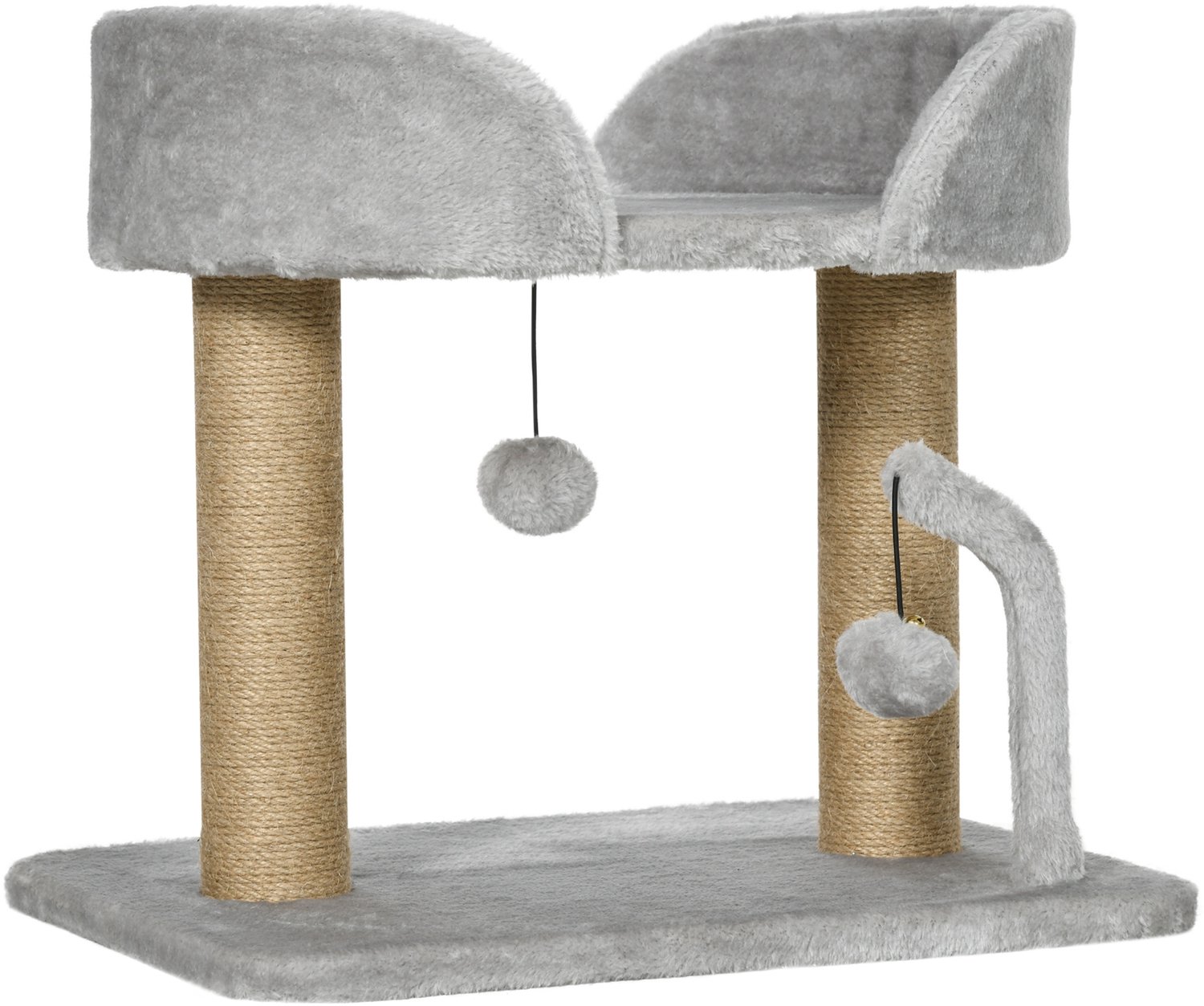 Pawona Krabpaal - Met ligplateau, sisal krabpalen en speelballen - 48 x 38 x 42 cm - Grijs